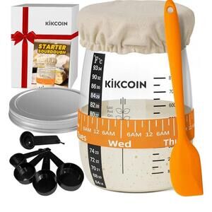 Kikcoin Sourdough Starter Kit Jar, Thermometer, Sourdough Bread Baking Supplies